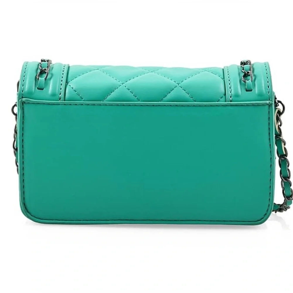 Badgley Mischka Mint Quilted Cross Body Purse With Chain  NWT